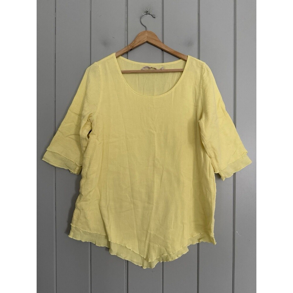 Soft Surroundings Top S Small Butter Yellow Siesta Key Layered Gauze Tunic